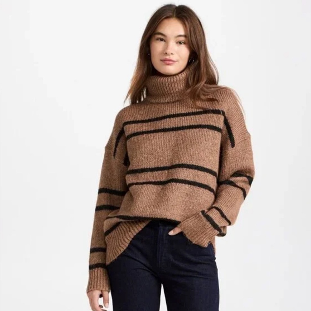 Line & Dot Tan and Black Turtleneck Sweater